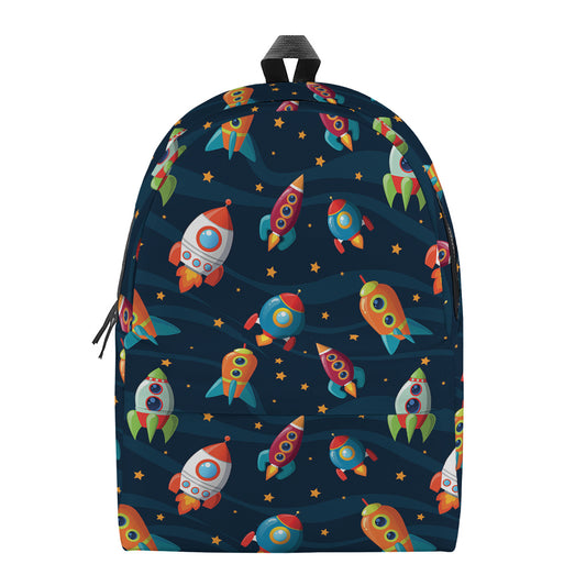 Rockets And Stars Pattern Print Backpack