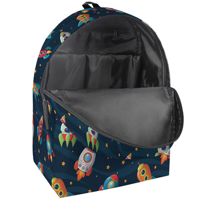 Rockets And Stars Pattern Print Backpack