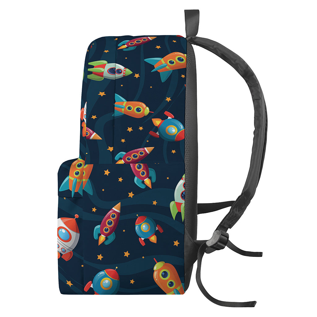 Rockets And Stars Pattern Print Backpack