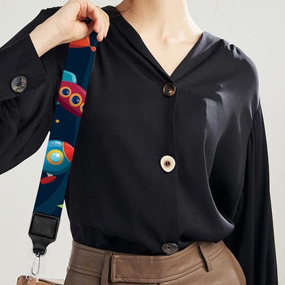 Rockets And Stars Pattern Print Bag Strap