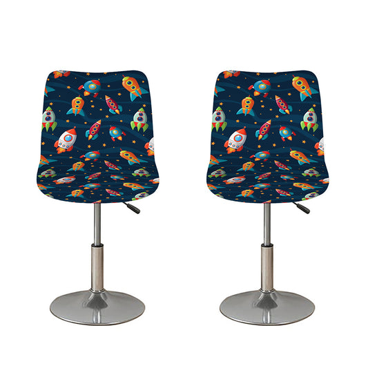 Rockets And Stars Pattern Print Bar Stool Covers