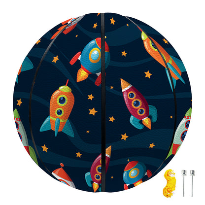 Rockets And Stars Pattern Print Basketball