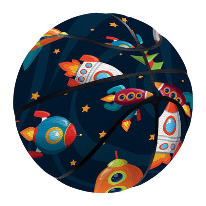 Rockets And Stars Pattern Print Basketball