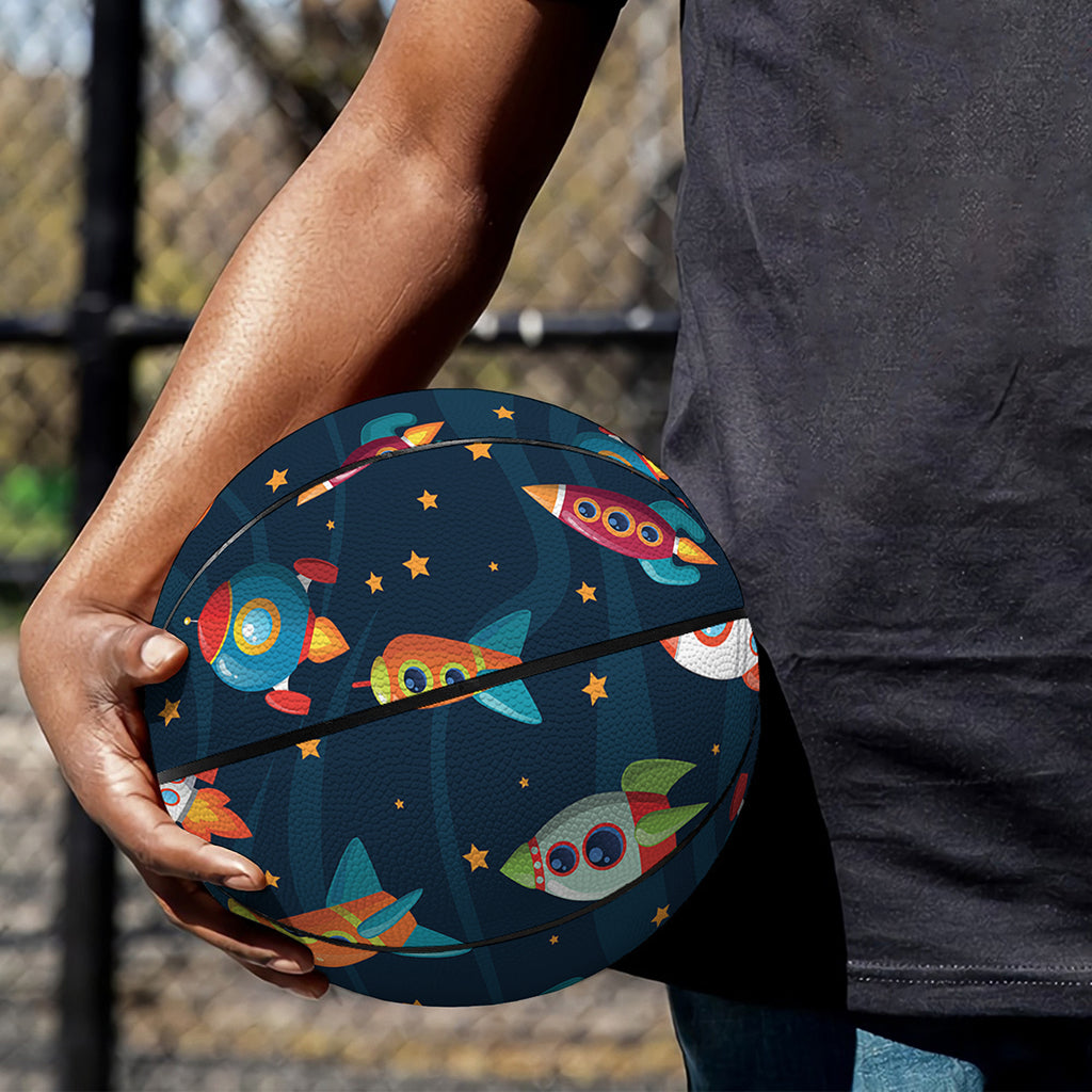 Rockets And Stars Pattern Print Basketball