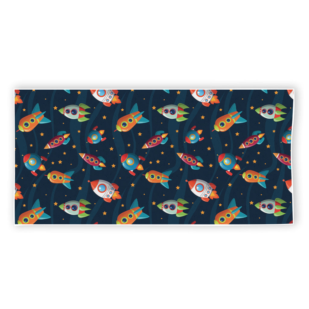 Rockets And Stars Pattern Print Beach Towel