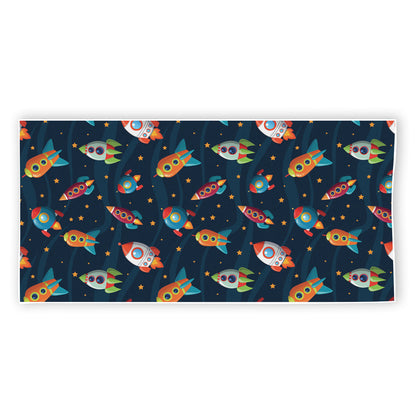 Rockets And Stars Pattern Print Beach Towel