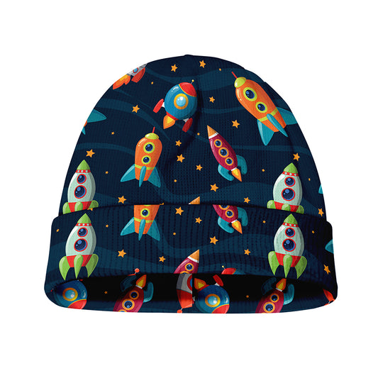 Rockets And Stars Pattern Print Beanie
