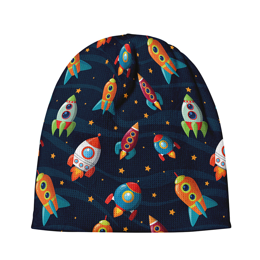 Rockets And Stars Pattern Print Beanie