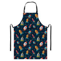 Rockets And Stars Pattern Print Bib Apron With Pocket