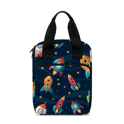 Rockets And Stars Pattern Print Bible Tote Bag