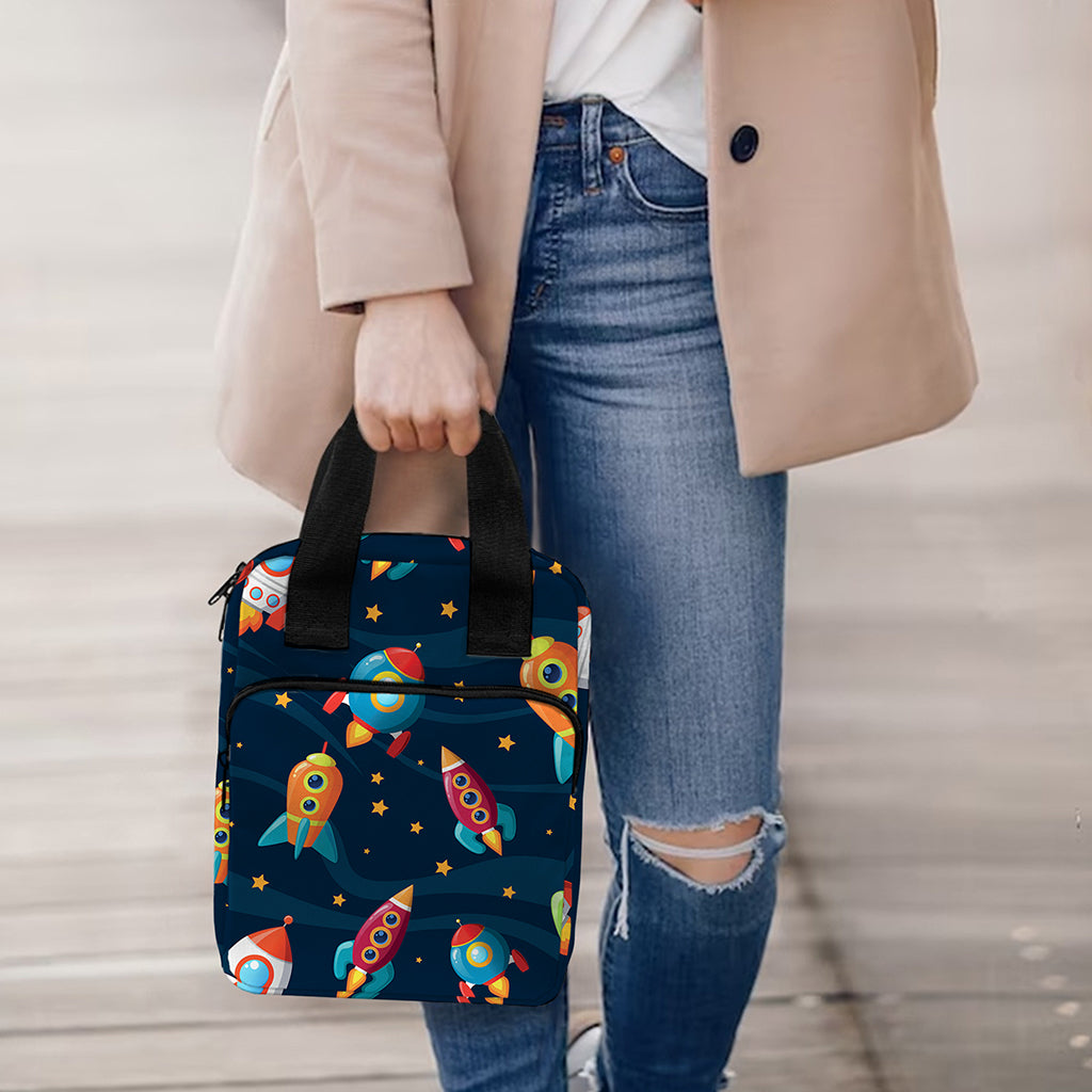 Rockets And Stars Pattern Print Bible Tote Bag