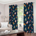 Rockets And Stars Pattern Print Dimout Grommet Curtains