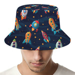 Rockets And Stars Pattern Print Bucket Hat