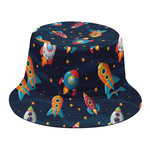 Rockets And Stars Pattern Print Bucket Hat