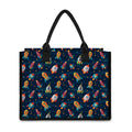 Rockets And Stars Pattern Print Canvas Tote Bag