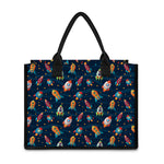 Rockets And Stars Pattern Print Canvas Tote Bag