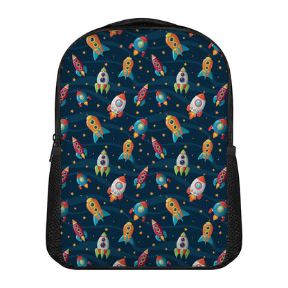 Rockets And Stars Pattern Print Casual Backpack