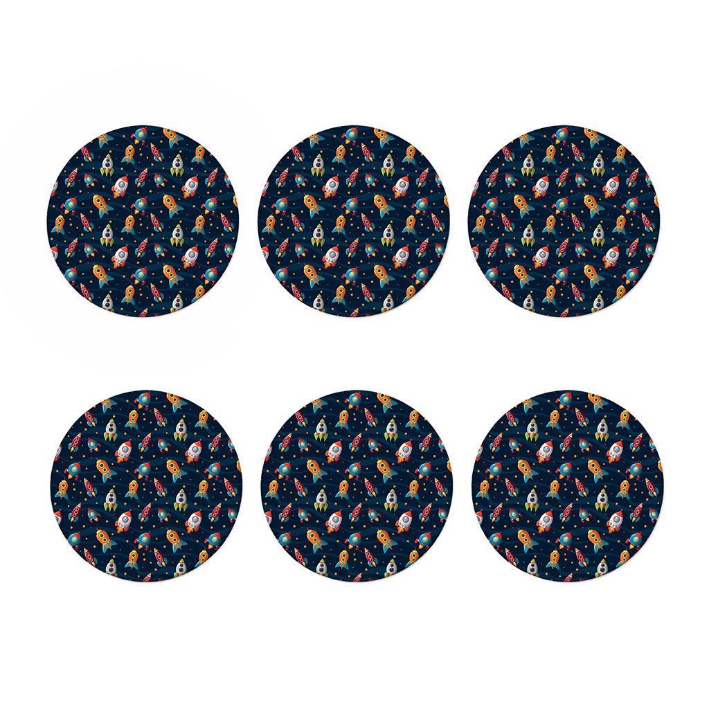 Rockets And Stars Pattern Print Coaster Set