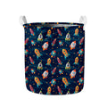 Rockets And Stars Pattern Print Collapsible Laundry Basket