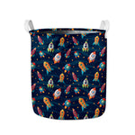 Rockets And Stars Pattern Print Collapsible Laundry Basket