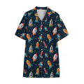 Rockets And Stars Pattern Print Cotton Hawaiian Shirt
