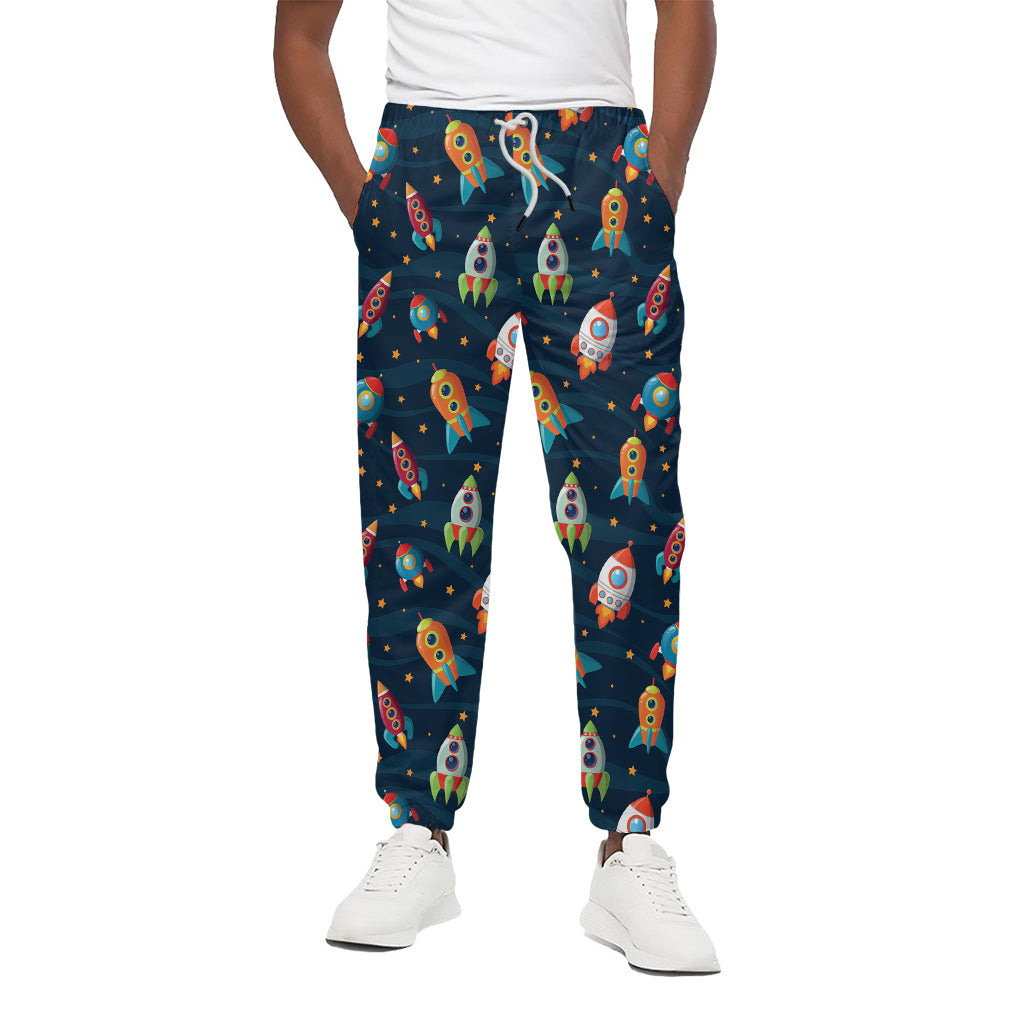 Rockets And Stars Pattern Print Cotton Pants