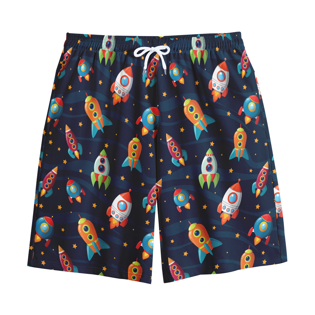 Rockets And Stars Pattern Print Cotton Shorts