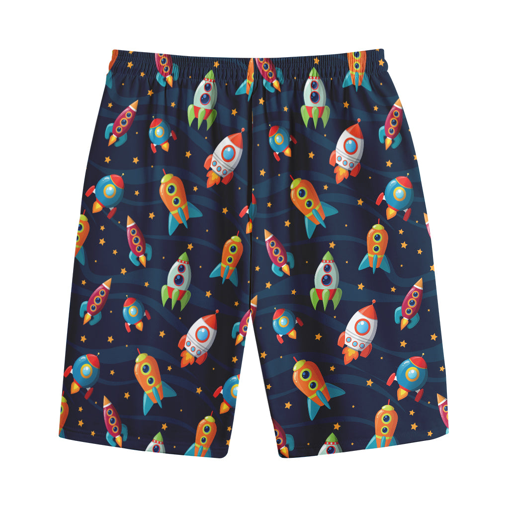 Rockets And Stars Pattern Print Cotton Shorts