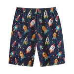 Rockets And Stars Pattern Print Cotton Shorts
