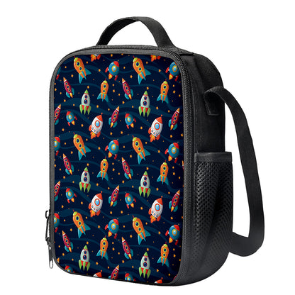 Rockets And Stars Pattern Print Crossbody Lunch Bag