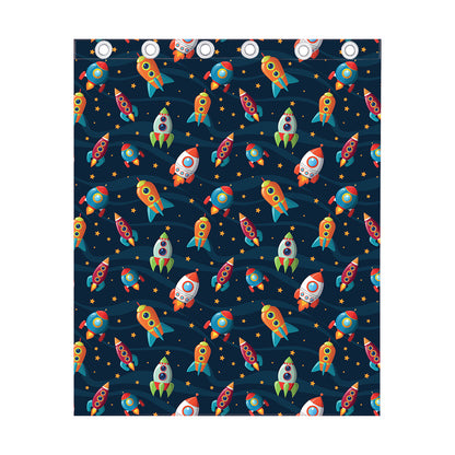 Rockets And Stars Pattern Print Curtain