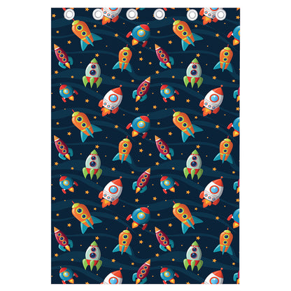 Rockets And Stars Pattern Print Curtain