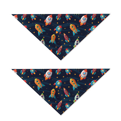 Rockets And Stars Pattern Print Dog Bandana