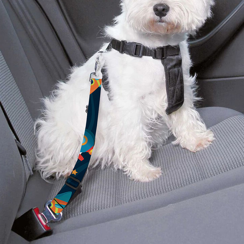 Rockets And Stars Pattern Print Dog Seat Belt