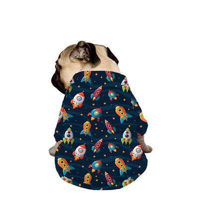 Rockets And Stars Pattern Print Dog Zip Up Jacket