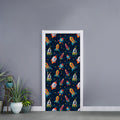 Rockets And Stars Pattern Print Door Sticker