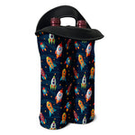 Rockets And Stars Pattern Print Double Neoprene Wine Tote