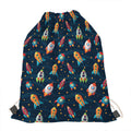 Rockets And Stars Pattern Print Drawstring Bag