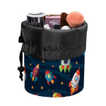 Rockets And Stars Pattern Print Drawstring Makeup Bag