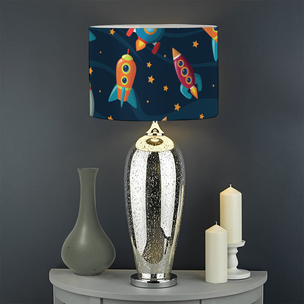 Rockets And Stars Pattern Print Drum Lamp Shade