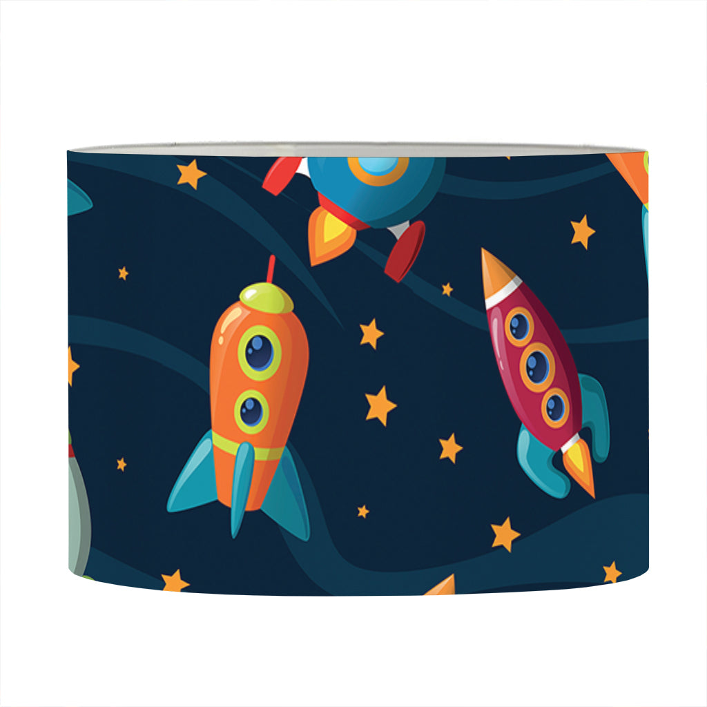 Rockets And Stars Pattern Print Drum Lamp Shade