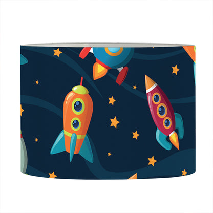 Rockets And Stars Pattern Print Drum Lamp Shade
