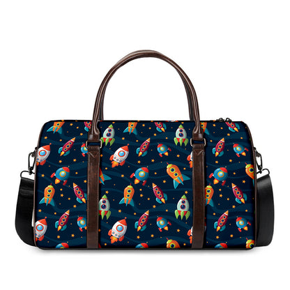 Rockets And Stars Pattern Print Duffle Bag