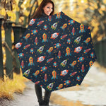 Rockets And Stars Pattern Print Foldable Umbrella