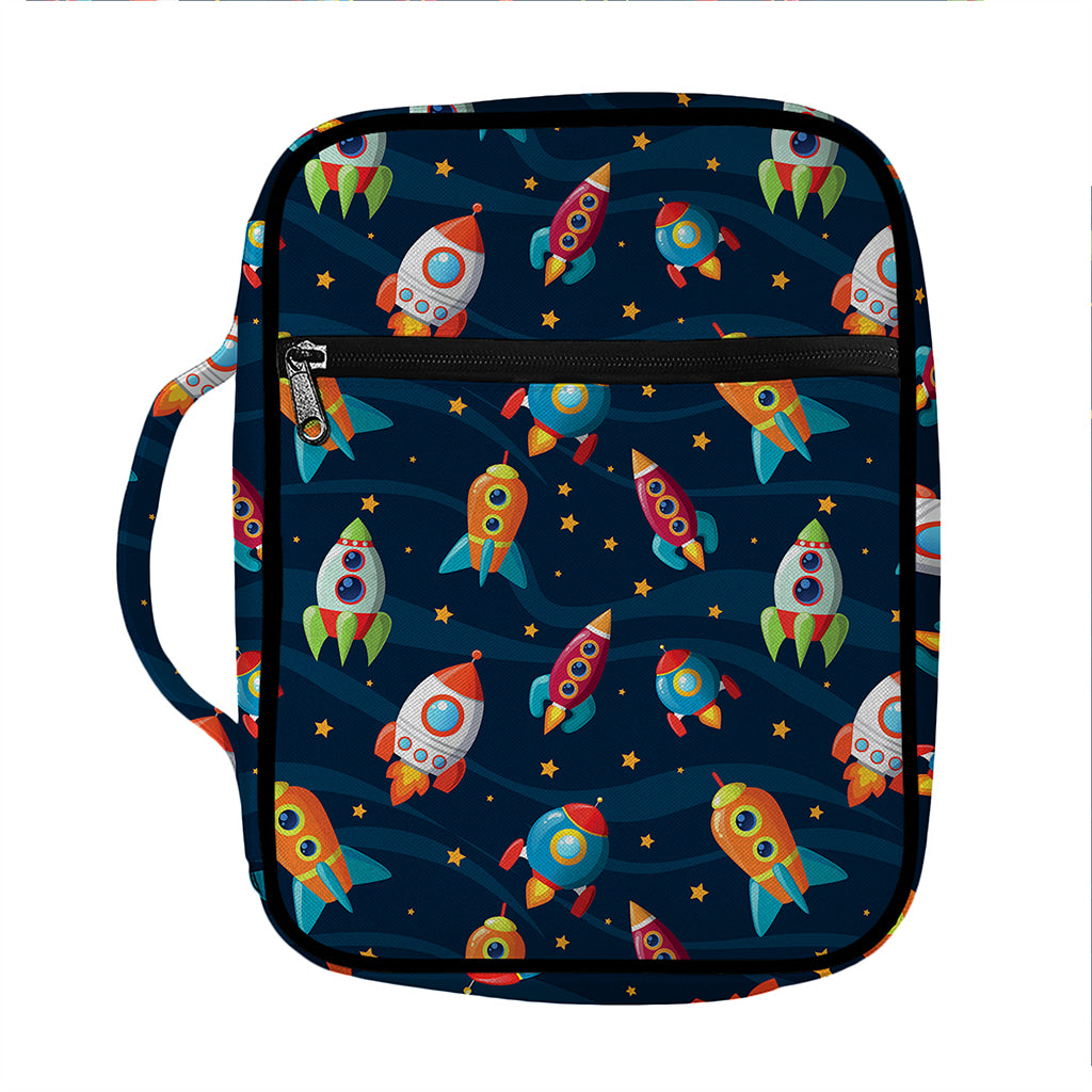Rockets And Stars Pattern Print Front Pocket Bible Bag