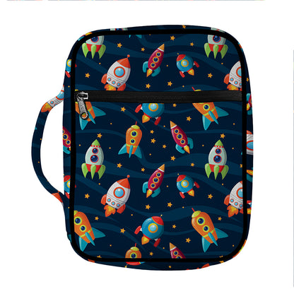 Rockets And Stars Pattern Print Front Pocket Bible Bag