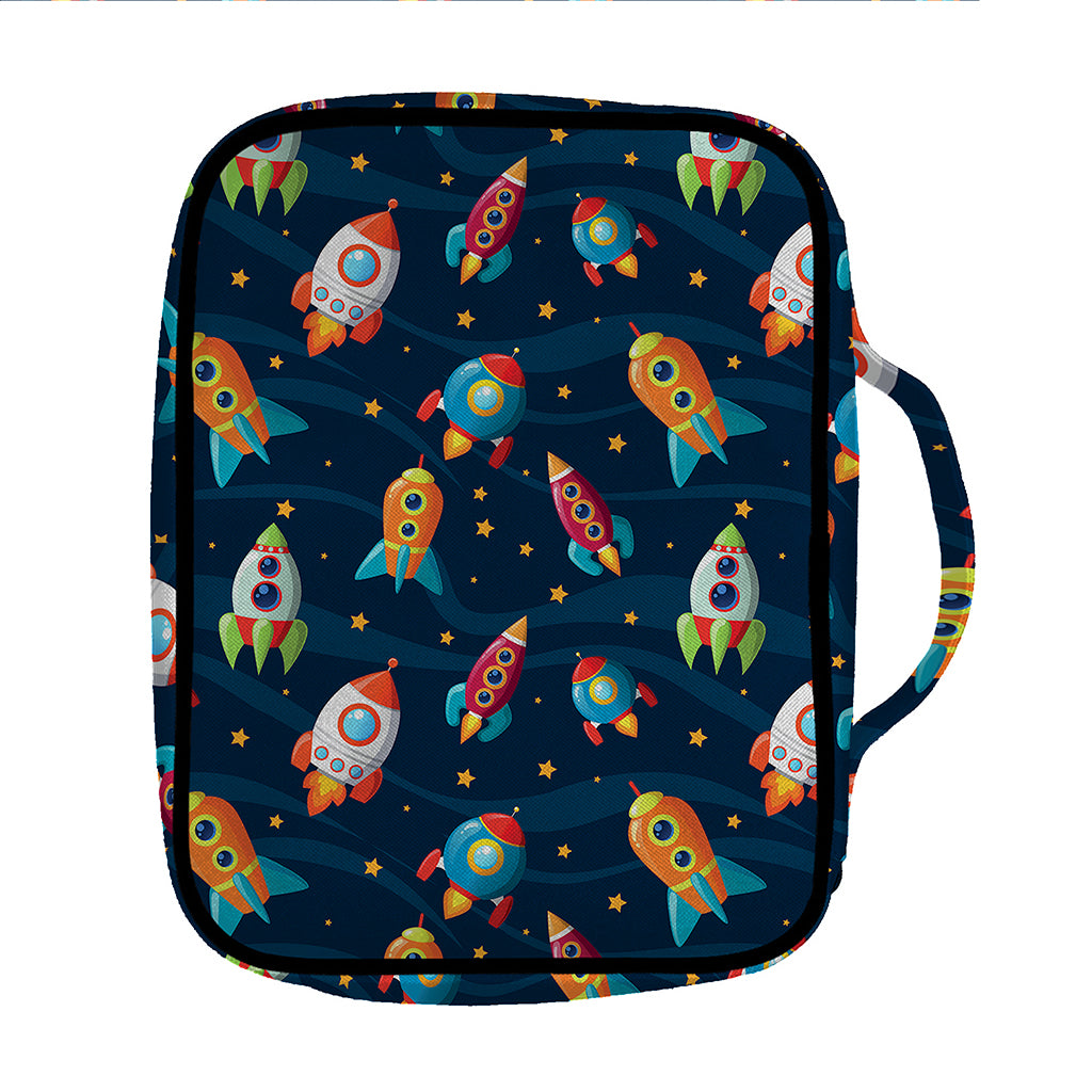 Rockets And Stars Pattern Print Front Pocket Bible Bag