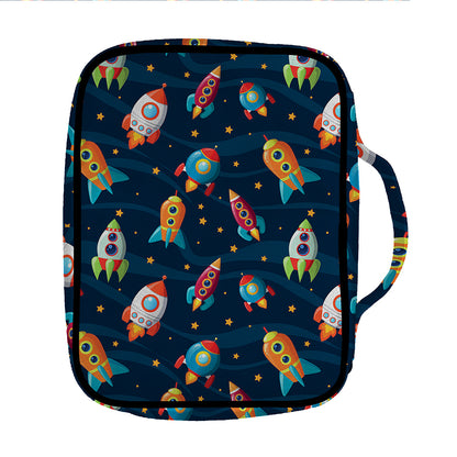 Rockets And Stars Pattern Print Front Pocket Bible Bag