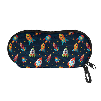 Rockets And Stars Pattern Print Glasses Case