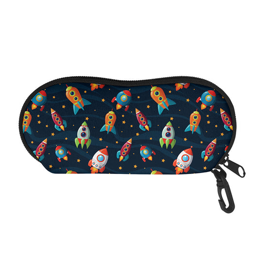 Rockets And Stars Pattern Print Glasses Case